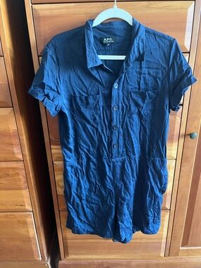 A.P.C. Marine blue romper jumpsuit, viscose, size M, no belt